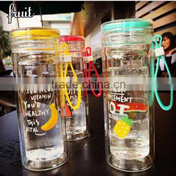 ready stock double wall glass candy color bottle for tea