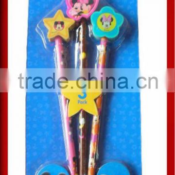 2015 3pcs pencils set eraser set mickey