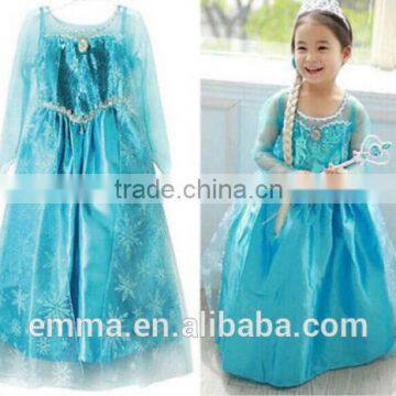 Cildren fashion elsa costume high quality frozen elsa dress BC2033