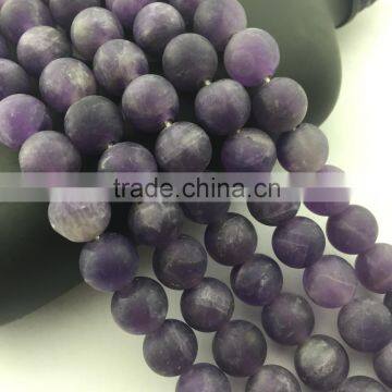 2.0mm Large Hole Hot Selling Round Matte Amethyst Gemstone Loose Beads Approximate 15.5 Inch