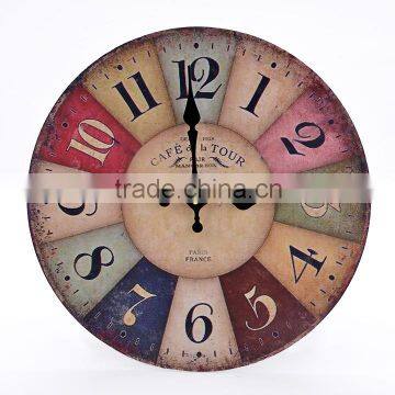 12" Vintage Style France Paris Colorful French Country Style Paris Wood Wall Clock SV006826