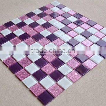 new design 3d square glass color tile purple for hotel (YX-CT63)