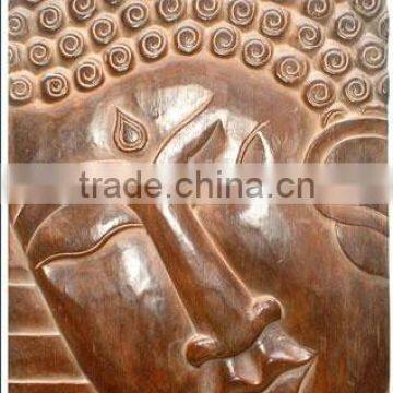 Dark Brown Polished Buddha Wooden Sculpture