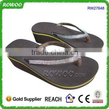 new model brown women sandals with shiny diamont