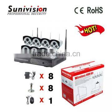 cctv camera system H.264 video coding 2 array led 40m infrared distance 8ch wireless nvr kit