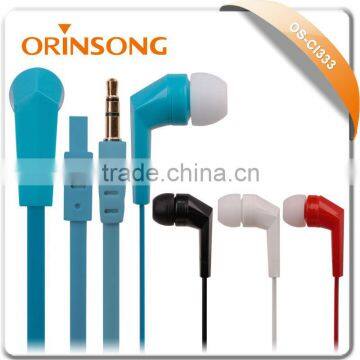 2016 colourful promotional flat cable earphone with microphone