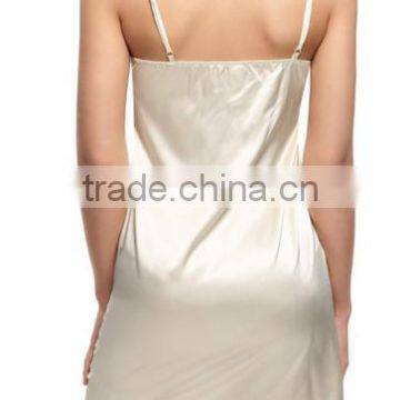 2016 Wholesale OEM Women's Nightshirts Satin Chemises Slip Sleepwear Lace Trim