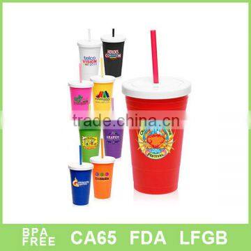 2016 double wall acrylic tumbler with lid and tube