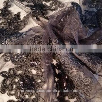 Shaoxing Keqiao Factory Supply Black Colored Taffeta Embroidery Fabric