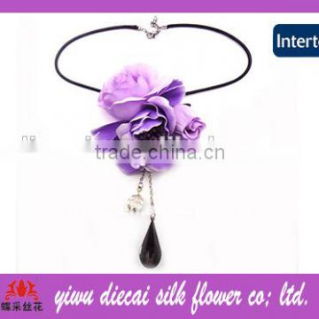 Fashion Satin Purple Flower Jewelry Necklace