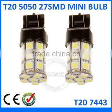 high brightness DC12V white b/g/r yelllow color 7440 7443 t20 3156 3157 27smd gauge led bulb 5050 led turning light