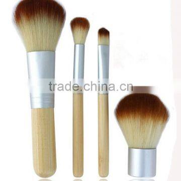 4pcs Cosmetic Bamboo Brush Set With Linen Bag photo-3