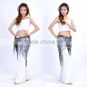 2016 10 Colors Belly Dance Training Clothes Accessories Stretchy Long Tassel Triangle Belt Hand Crochet Belly Dance Hip Scarf