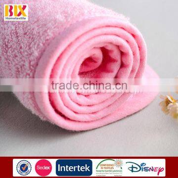 100% cotton super soft pink square kids hand Towels with cute embroidery