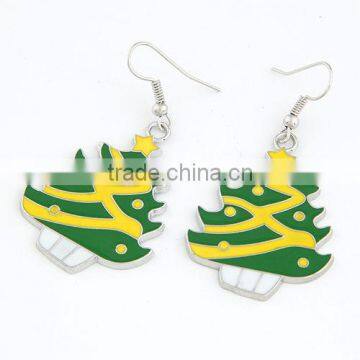 Christmas motif ornaments New 2013 promotion Christmas green tree earring wholesale earring