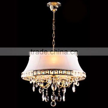 Modern gold 3-light fabric shade crystal chandelier brand New