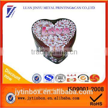 promotional heart shape tin can for chocolate