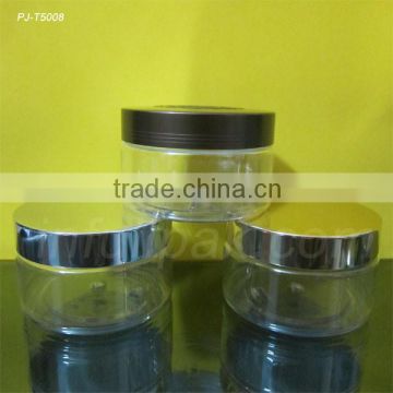 300g Clear Plastic PET Jar with shiny aluminum lid