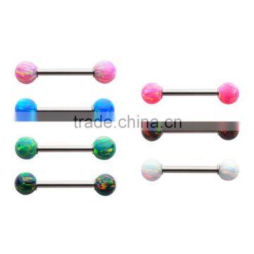 Nipple Bar With 5mm Synthetic Opal Balls