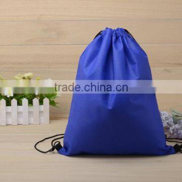 Reusable polyester drawstring bag with logo printed for shopping.