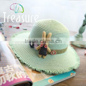 Wholesale hot selling summer beach big brim fashion straw hat hat with drawstring promotion hat