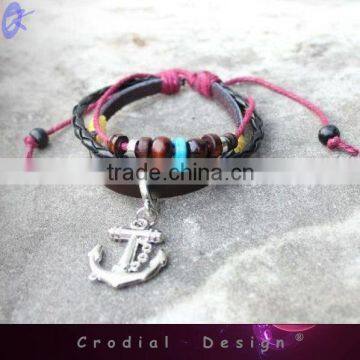 2013 Hot Sale Fashion Sea Anchor Bracelet Fashion Leather Bracelet For Young People