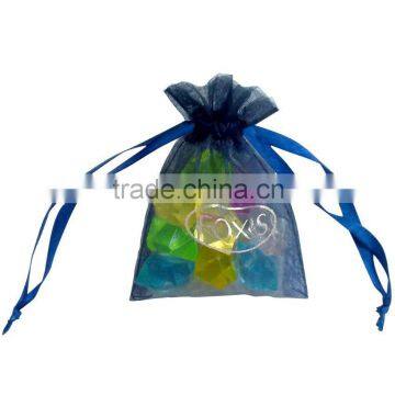 low price sheer blue organza jelly bag