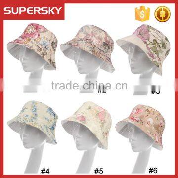 A-1484 lady floral printing bucket hat women custom printed bucket cap outdoor print flower bucket hat