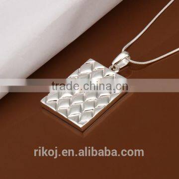 wholesale 925 silver plating square pendant necklace