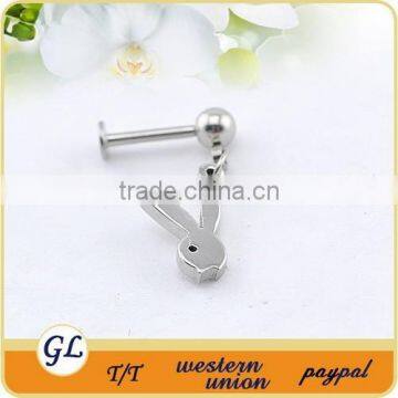 LR01135 Stainless Steel Dangle Cat Lip Ring photo-6