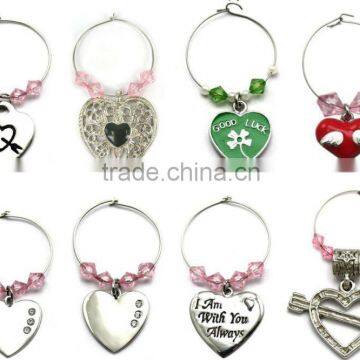 wholesale metal heart wine charms, various designs,passed SGS factory audit and ISO 9001 certification