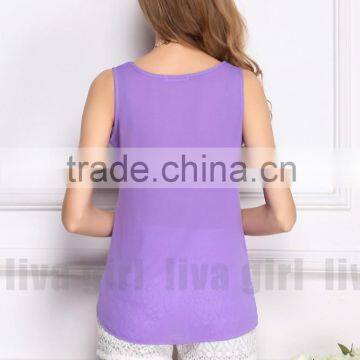 2015 wholesale factory new chiffon purple lady vest