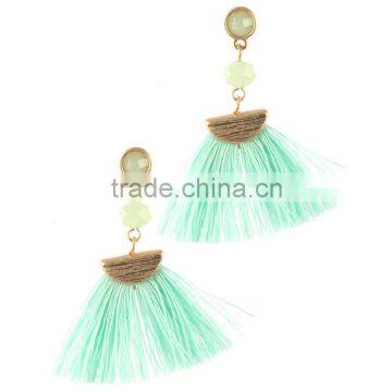 Hot sale color ribbons tassels earring, fashion drop pendant tassels earring for woman