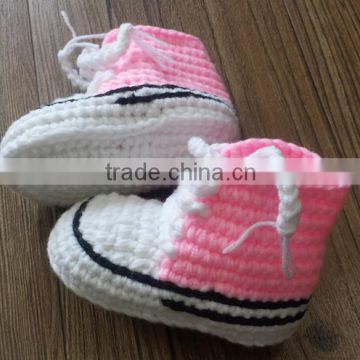 crochet soft sole leather baby shoes