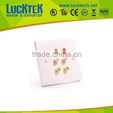 Audio Visual Speaker Wall Plate 6 x RCA Solder Tags (3 x Red 3 x White)