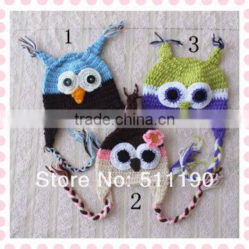 high quality fashion crochet baby hats custom made lovely kids baby knitted owl beanie hat