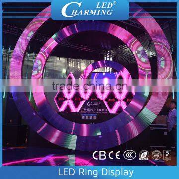 Modern 3D effect video led ring display for wedding stage backdrop