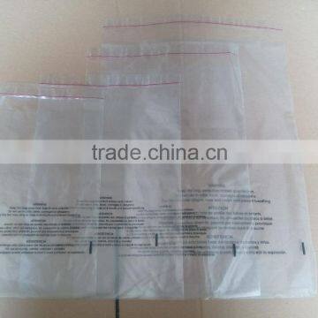 Clear Plastic 1.5mil (38micron) LDPE Self Adhesive Bag With Suffocation Warning Printing                        
                                                Quality Choice