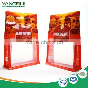 customized flat bottom resealable food grade plastic bag eco friendly packaging for dried food a window included