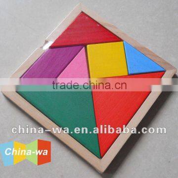 colored wood tangram jigsaw puzzle game toy