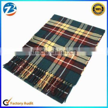 Popular Design Men's Checkered Long Wool Pashmina Scarf Shawl