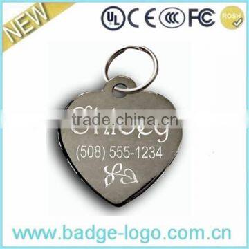 Custom Heart Shape Laser Engraved Logo Metal Keychain