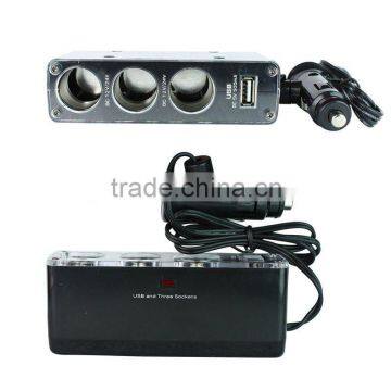 Triple Socket USB Car Cigarette lighter