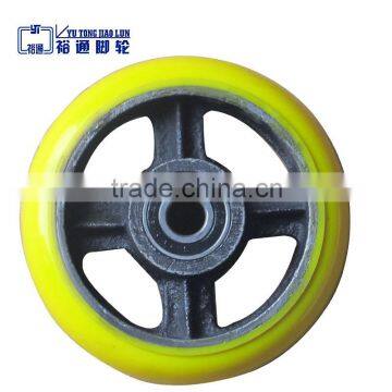 Factory direct sale 8" yellow pu industrial Korean type casters wheels