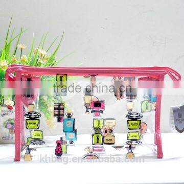 Color Printed Sewing Custom Makeup Big Round Printed Pvc Cosmetic Bag