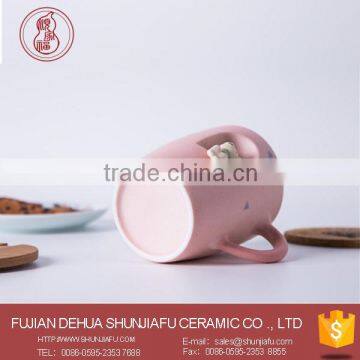 Handmade Cartoon Bear Pink Color 350 ml Ceramic Coffee Mugs photo-2