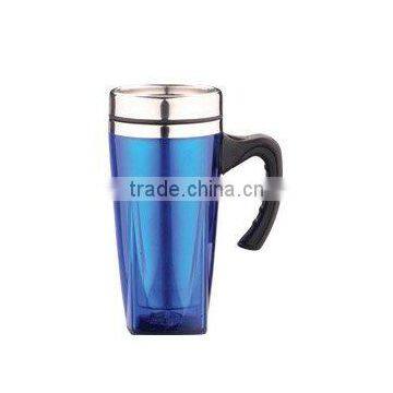 450ml AUTO MUG with stainless and ps ,blue colors