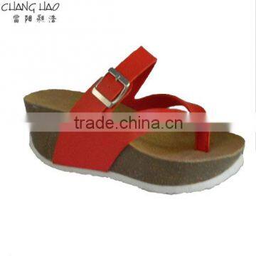 2016 new style women cork slipper Sandals style red pantshoes with hasps fashion cork slipper