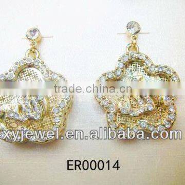 Wholesale allah earring for muslim with gold plating and crystal stone earrings