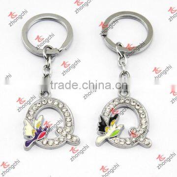 Enamel Dove Peace Symbol Alphabet/Letter Q Keychain (KR15121435)